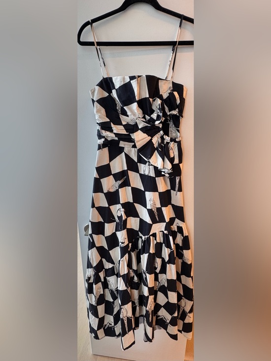 FARM Rio Dresses & Skirts - FARM Rio Brazil Black & White Checkerboard Maxi Dress with Bow